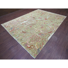 Load image into Gallery viewer, 8&#39;9&quot;x11&#39;8&quot; Olive Green, Afghan Peshawar With Colorful Birds Of Paradise Design, Hand Knotted, Soft Wool, Natural Dyes, Oriental Rug FWR126606