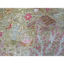 Load image into Gallery viewer, 8&#39;9&quot;x11&#39;8&quot; Olive Green, Afghan Peshawar With Colorful Birds Of Paradise Design, Hand Knotted, Soft Wool, Natural Dyes, Oriental Rug FWR126606