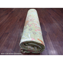 Load image into Gallery viewer, 8&#39;9&quot;x11&#39;8&quot; Olive Green, Afghan Peshawar With Colorful Birds Of Paradise Design, Hand Knotted, Soft Wool, Natural Dyes, Oriental Rug FWR126606