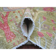 Load image into Gallery viewer, 8&#39;10&quot;x12&#39; Pickle Green, Hand Knotted, Afghan Peshawar With Colorful Birds Of Paradise Design, Soft Wool, Natural Dyes, Oriental Rug FWR126612