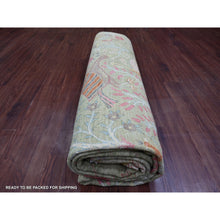 Load image into Gallery viewer, 8&#39;10&quot;x12&#39; Pickle Green, Hand Knotted, Afghan Peshawar With Colorful Birds Of Paradise Design, Soft Wool, Natural Dyes, Oriental Rug FWR126612