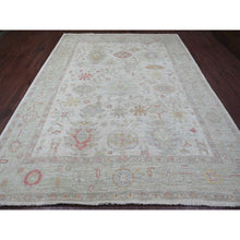 Load image into Gallery viewer, 9&#39;x11&#39;7&quot; Cloud Gray, Afghan Angora Oushak With All Over Leaf Design, Densely Woven, Hand Knotted, Pure Wool, Oriental Rug FWR126618