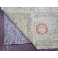 Load image into Gallery viewer, 9&#39;x11&#39;7&quot; Cloud Gray, Afghan Angora Oushak With All Over Leaf Design, Densely Woven, Hand Knotted, Pure Wool, Oriental Rug FWR126618