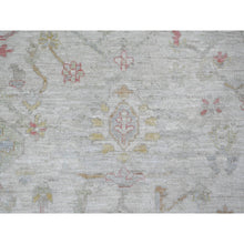 Load image into Gallery viewer, 9&#39;x11&#39;7&quot; Cloud Gray, Afghan Angora Oushak With All Over Leaf Design, Densely Woven, Hand Knotted, Pure Wool, Oriental Rug FWR126618