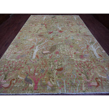Load image into Gallery viewer, 9&#39;9&quot;x13&#39;10&quot; Savannah Green, Afghan Peshawar With Colorful Birds Of Paradise Design, Soft Wool, Hand Knotted, Natural Dyes, Oriental Rug FWR126624