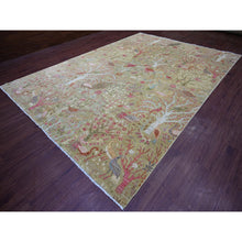 Load image into Gallery viewer, 9&#39;9&quot;x13&#39;10&quot; Savannah Green, Afghan Peshawar With Colorful Birds Of Paradise Design, Soft Wool, Hand Knotted, Natural Dyes, Oriental Rug FWR126624
