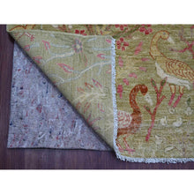 Load image into Gallery viewer, 9&#39;9&quot;x13&#39;10&quot; Savannah Green, Afghan Peshawar With Colorful Birds Of Paradise Design, Soft Wool, Hand Knotted, Natural Dyes, Oriental Rug FWR126624