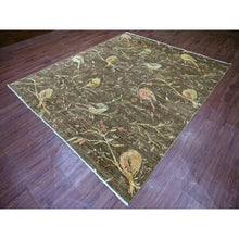 Load image into Gallery viewer, 8&#39;1&quot;x9&#39;6&quot; Coffee Brown, Peshawar, Sparrows On The Tree, Densely Woven, Hand Knotted, High Mountain Wool, Soft To The Touch, Oriental Rug FWR126642
