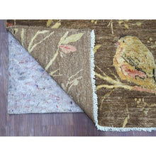 Load image into Gallery viewer, 8&#39;1&quot;x9&#39;6&quot; Coffee Brown, Peshawar, Sparrows On The Tree, Densely Woven, Hand Knotted, High Mountain Wool, Soft To The Touch, Oriental Rug FWR126642