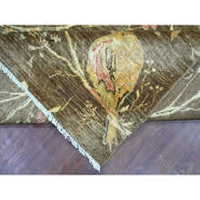 Load image into Gallery viewer, 8&#39;1&quot;x9&#39;6&quot; Coffee Brown, Peshawar, Sparrows On The Tree, Densely Woven, Hand Knotted, High Mountain Wool, Soft To The Touch, Oriental Rug FWR126642