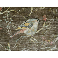 Load image into Gallery viewer, 8&#39;1&quot;x9&#39;6&quot; Coffee Brown, Peshawar, Sparrows On The Tree, Densely Woven, Hand Knotted, High Mountain Wool, Soft To The Touch, Oriental Rug FWR126642