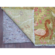 Load image into Gallery viewer, 8&#39;2&quot;x9&#39;9&quot; Lichen Green, Afghan Peshawar With Colorful Birds Of Paradise Design, Hand Knotted, Soft Wool, Natural Dyes, Oriental Rug FWR126648