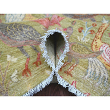 Load image into Gallery viewer, 8&#39;2&quot;x9&#39;9&quot; Lichen Green, Afghan Peshawar With Colorful Birds Of Paradise Design, Hand Knotted, Soft Wool, Natural Dyes, Oriental Rug FWR126648