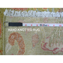 Load image into Gallery viewer, 8&#39;2&quot;x9&#39;9&quot; Lichen Green, Afghan Peshawar With Colorful Birds Of Paradise Design, Hand Knotted, Soft Wool, Natural Dyes, Oriental Rug FWR126648