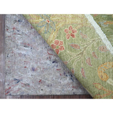 Load image into Gallery viewer, 8&#39;x8&#39; Pickle Green, Afghan Peshawar With Colorful Birds Of Paradise Design, Hand Knotted, Pure Wool, Natural Dyes, Round, Oriental Rug FWR126654