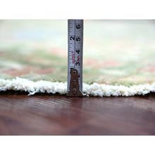 Load image into Gallery viewer, 8&#39;x8&#39; Pickle Green, Afghan Peshawar With Colorful Birds Of Paradise Design, Hand Knotted, Pure Wool, Natural Dyes, Round, Oriental Rug FWR126654