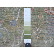 Load image into Gallery viewer, 9&#39;10&quot;x14&#39; Hunter Green, Hand Knotted, Afghan Peshawar With Colorful Birds Of Paradise Design, Soft Wool, Natural Dyes, Oriental Rug FWR126660