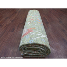 Load image into Gallery viewer, 9&#39;10&quot;x14&#39; Hunter Green, Hand Knotted, Afghan Peshawar With Colorful Birds Of Paradise Design, Soft Wool, Natural Dyes, Oriental Rug FWR126660