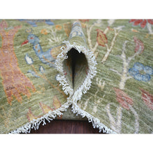 Load image into Gallery viewer, 9&#39;x12&#39; Pickle Green, Hand Knotted, Afghan Peshawar With Colorful Birds Of Paradise Design, Soft Wool, Natural Dyes, Oriental Rug FWR126672