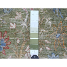 Load image into Gallery viewer, 9&#39;x12&#39; Pickle Green, Hand Knotted, Afghan Peshawar With Colorful Birds Of Paradise Design, Soft Wool, Natural Dyes, Oriental Rug FWR126672