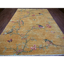 Load image into Gallery viewer, 9&#39;x11&#39;10&quot; Copper Brown, Sparrows On The Tree, Peshawar, Densely Woven, High Mountain Wool, Hand Knotted, Soft To The Touch, Oriental Rug FWR126678