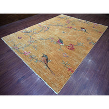 Load image into Gallery viewer, 9&#39;x11&#39;10&quot; Copper Brown, Sparrows On The Tree, Peshawar, Densely Woven, High Mountain Wool, Hand Knotted, Soft To The Touch, Oriental Rug FWR126678