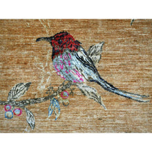 Load image into Gallery viewer, 9&#39;x11&#39;10&quot; Copper Brown, Sparrows On The Tree, Peshawar, Densely Woven, High Mountain Wool, Hand Knotted, Soft To The Touch, Oriental Rug FWR126678