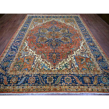 Load image into Gallery viewer, 9&#39;2&quot;x11&#39;7&quot; Crimson Red, Aryana Grade, Serapi Heriz With Large Medallion Design, Vegetable Dyes, High Mountain Wool, Hand Knotted, Soft Pile, Densely Woven, Oriental Rug FWR126684