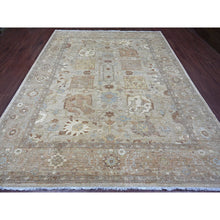 Load image into Gallery viewer, 9&#39;x11&#39;5&quot; Beige, Antiqued Tabriz Inspired Ancient Large Geometric Elements Design, Peshawar, Vegetable Dyes, Hand Knotted, 100% Wool, Oriental Rug FWR126696