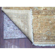 Load image into Gallery viewer, 9&#39;x11&#39;5&quot; Beige, Antiqued Tabriz Inspired Ancient Large Geometric Elements Design, Peshawar, Vegetable Dyes, Hand Knotted, 100% Wool, Oriental Rug FWR126696