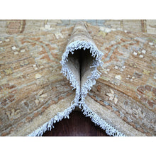 Load image into Gallery viewer, 9&#39;x11&#39;5&quot; Beige, Antiqued Tabriz Inspired Ancient Large Geometric Elements Design, Peshawar, Vegetable Dyes, Hand Knotted, 100% Wool, Oriental Rug FWR126696