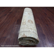 Load image into Gallery viewer, 9&#39;x11&#39;5&quot; Beige, Antiqued Tabriz Inspired Ancient Large Geometric Elements Design, Peshawar, Vegetable Dyes, Hand Knotted, 100% Wool, Oriental Rug FWR126696