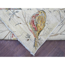Load image into Gallery viewer, 9&#39;2&quot;x12&#39; Daisy White, Peshawar, Sparrows On The Tree, Densely Woven, High Mountain Wool, Hand Knotted, Soft To The Touch, Oriental Rug FWR126702