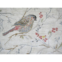 Load image into Gallery viewer, 9&#39;2&quot;x12&#39; Daisy White, Peshawar, Sparrows On The Tree, Densely Woven, High Mountain Wool, Hand Knotted, Soft To The Touch, Oriental Rug FWR126702