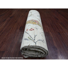 Load image into Gallery viewer, 9&#39;2&quot;x12&#39; Daisy White, Peshawar, Sparrows On The Tree, Densely Woven, High Mountain Wool, Hand Knotted, Soft To The Touch, Oriental Rug FWR126702