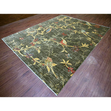 Load image into Gallery viewer, &#39;9&#39;x11&#39;7&quot; Charcoal Black, Sparrows On The Tree, Peshawar, Densely Woven, High Mountain Wool, Hand Knotted, Soft To The Touch, Oriental Rug FWR126714