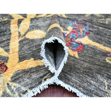 Load image into Gallery viewer, &#39;9&#39;x11&#39;7&quot; Charcoal Black, Sparrows On The Tree, Peshawar, Densely Woven, High Mountain Wool, Hand Knotted, Soft To The Touch, Oriental Rug FWR126714