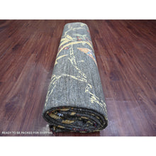 Load image into Gallery viewer, &#39;9&#39;x11&#39;7&quot; Charcoal Black, Sparrows On The Tree, Peshawar, Densely Woven, High Mountain Wool, Hand Knotted, Soft To The Touch, Oriental Rug FWR126714