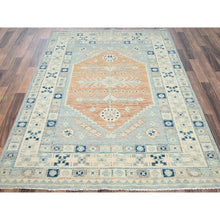 Load image into Gallery viewer, 5&#39;x6&#39;9&quot; Light Blue, Anatolian Village Design, Turkish Knot, Zero Pile, Sheared Low, Hand Knotted, 100% Wool, Oriental Rug FWR12666