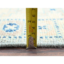 Load image into Gallery viewer, 5&#39;x6&#39;9&quot; Light Blue, Anatolian Village Design, Turkish Knot, Zero Pile, Sheared Low, Hand Knotted, 100% Wool, Oriental Rug FWR12666