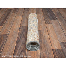 Load image into Gallery viewer, 1&#39;9&quot;x3&#39;1&quot; Light Blue With Peach Color, Turkish Knot, Zero Pile, Sheared Low, Anatolian Village Design, Hand Knotted, Pure Wool, Mat, Sample, Oriental Rug FWR12696
