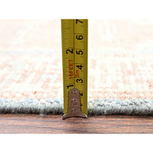 Load image into Gallery viewer, 1&#39;9&quot;x3&#39;1&quot; Light Blue With Peach Color, Turkish Knot, Zero Pile, Sheared Low, Anatolian Village Design, Hand Knotted, Pure Wool, Mat, Sample, Oriental Rug FWR12696