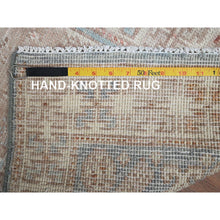 Load image into Gallery viewer, 1&#39;9&quot;x3&#39;1&quot; Light Blue With Peach Color, Turkish Knot, Zero Pile, Sheared Low, Anatolian Village Design, Hand Knotted, Pure Wool, Mat, Sample, Oriental Rug FWR12696