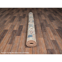 Load image into Gallery viewer, 4&#39;10&quot;x6&#39;9&quot; Peach Color, Turkish Knot, Zero Pile, Sheared Low, Anatolian Village Design, Hand Knotted, Pure Wool, Oriental Rug FWR12732