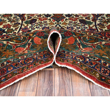 Load image into Gallery viewer, 10&#39;3&quot;x13&#39;5&quot; Lemon Icing with Alice Blue, Antique Persian Kashan, Flower and Fruit Design, Kork Wool with 300 KPSI, Full Pile, Soft and in Excellent Condition, Sides and Ends Professionally Secured, Oriental Rug FWR1278