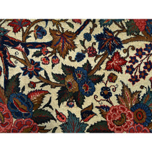 Load image into Gallery viewer, 10&#39;3&quot;x13&#39;5&quot; Lemon Icing with Alice Blue, Antique Persian Kashan, Flower and Fruit Design, Kork Wool with 300 KPSI, Full Pile, Soft and in Excellent Condition, Sides and Ends Professionally Secured, Oriental Rug FWR1278