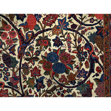 Load image into Gallery viewer, 10&#39;3&quot;x13&#39;5&quot; Lemon Icing with Alice Blue, Antique Persian Kashan, Flower and Fruit Design, Kork Wool with 300 KPSI, Full Pile, Soft and in Excellent Condition, Sides and Ends Professionally Secured, Oriental Rug FWR1278