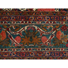 Load image into Gallery viewer, 10&#39;3&quot;x13&#39;5&quot; Lemon Icing with Alice Blue, Antique Persian Kashan, Flower and Fruit Design, Kork Wool with 300 KPSI, Full Pile, Soft and in Excellent Condition, Sides and Ends Professionally Secured, Oriental Rug FWR1278