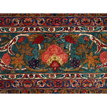Load image into Gallery viewer, 10&#39;3&quot;x13&#39;5&quot; Lemon Icing With Alice Blue, Antique Persian Kashan, Flower And Fruit Design, Kork Wool With 300 Kpsi, Full Pile, Soft And In Excellent Condition, Sides And Ends Professionally  Secured, Oriental Rug FWR1278