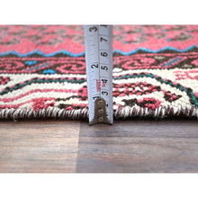 Load image into Gallery viewer, 2&#39;6&quot;x12&#39;9&quot; Pompeian Red, Distressed Look With No Holes, Distinct Abrash, Vintage Persian Hamadan and Geometric Elements, Hand Knotted, Soft Wool, Sides And Ends Secured, Runner Oriental Rug Sh216 FWR1296